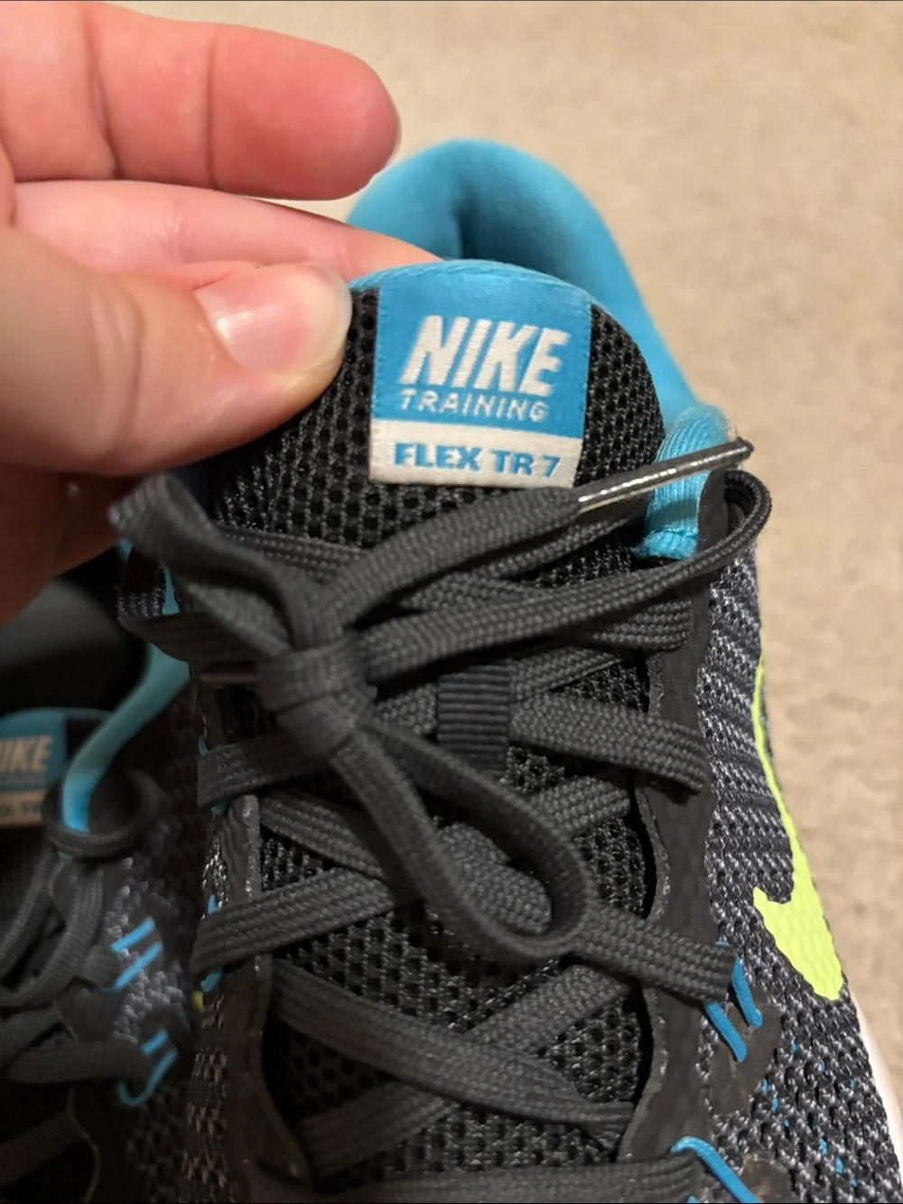 Nike Black Mesh Running Shoes with Lime and Teal Accents